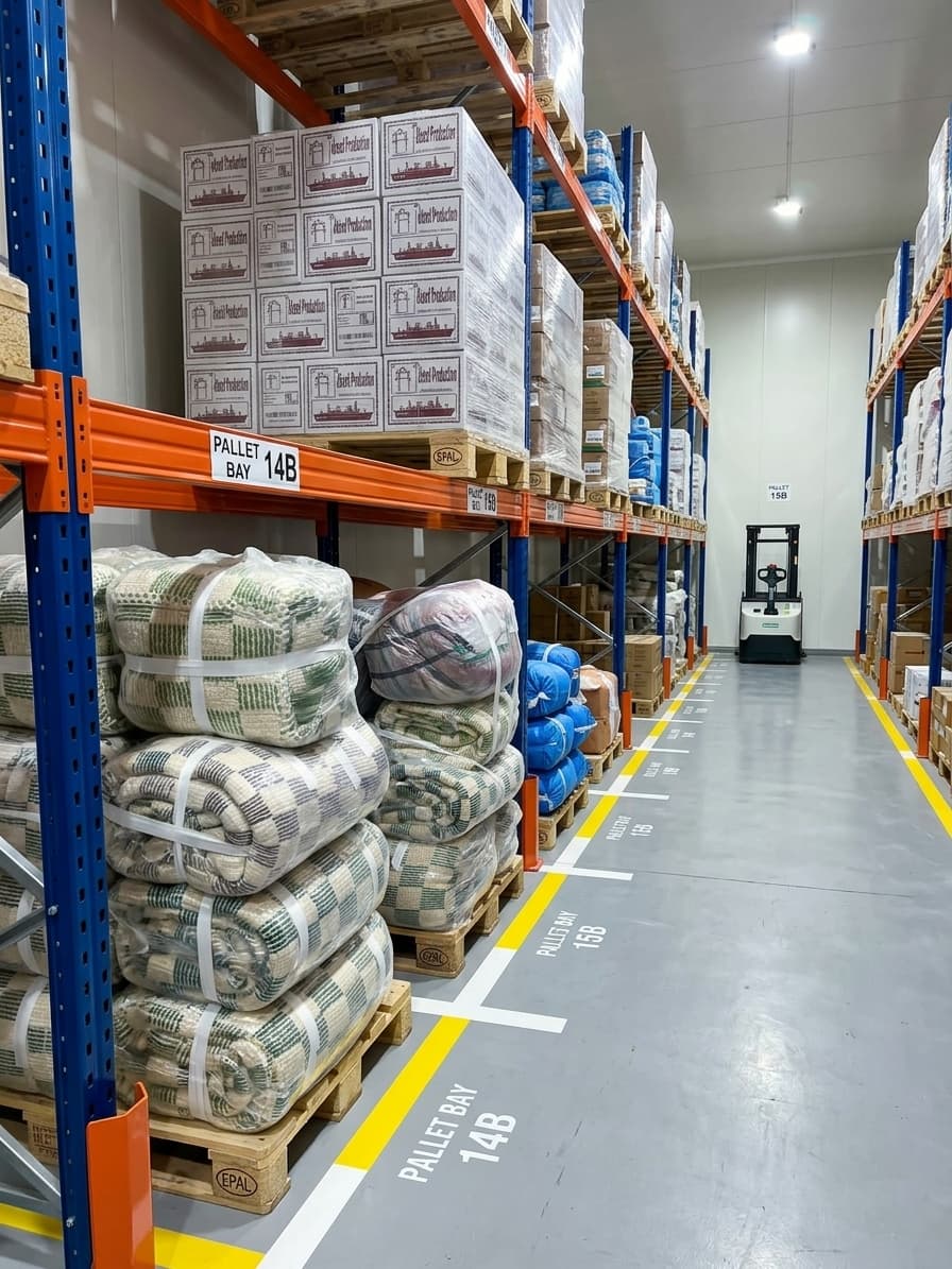 Entrepôt logistique Craft Express à Casablanca avec palettes organisées